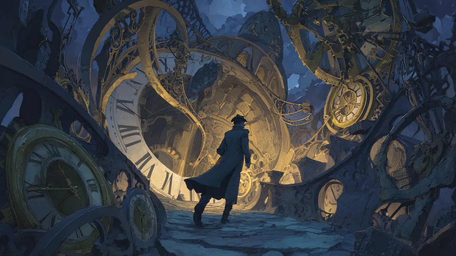 幻想的な時計塔の迷宮で走り続ける主人公