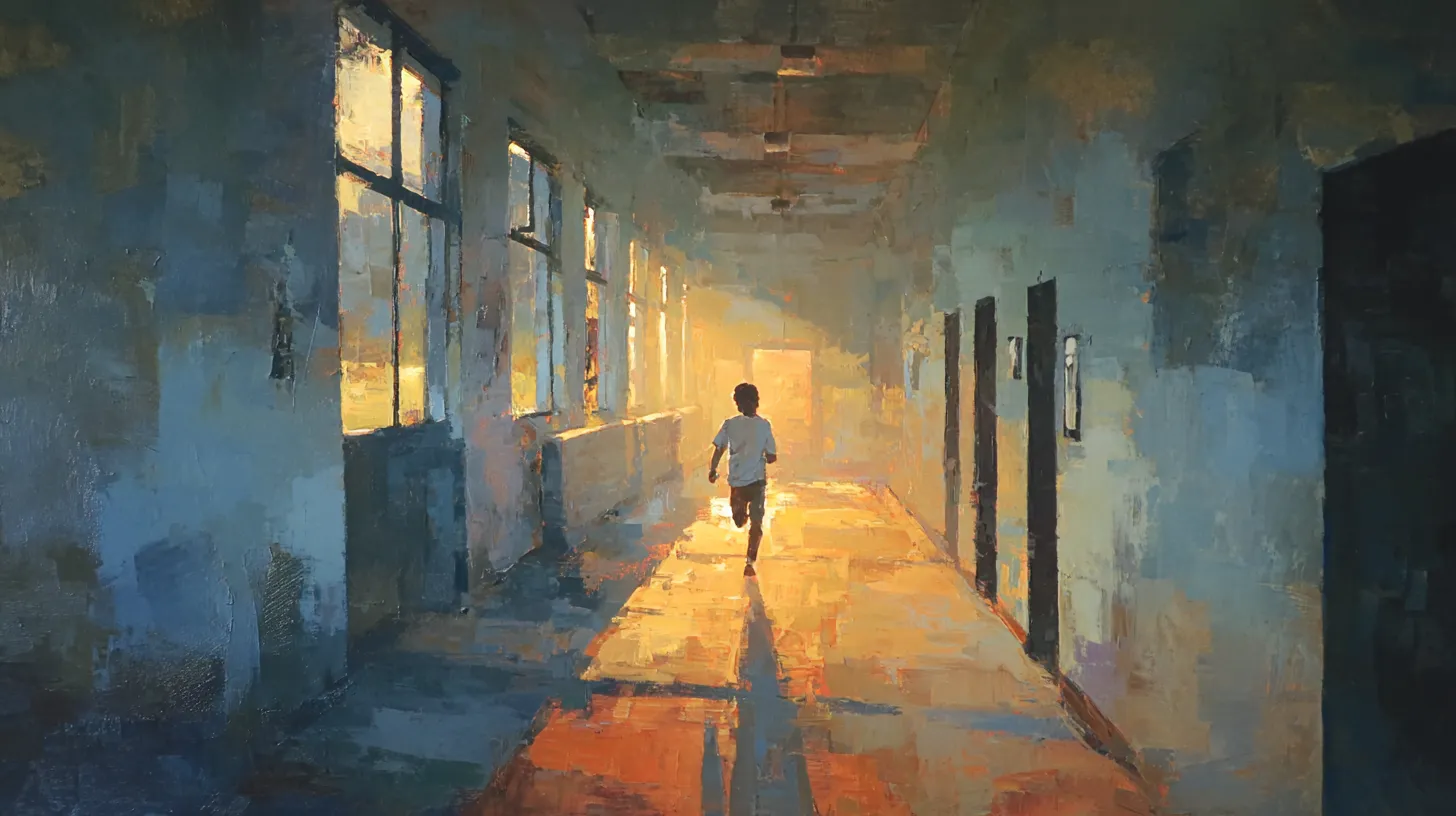 長い廊下と教室の扉