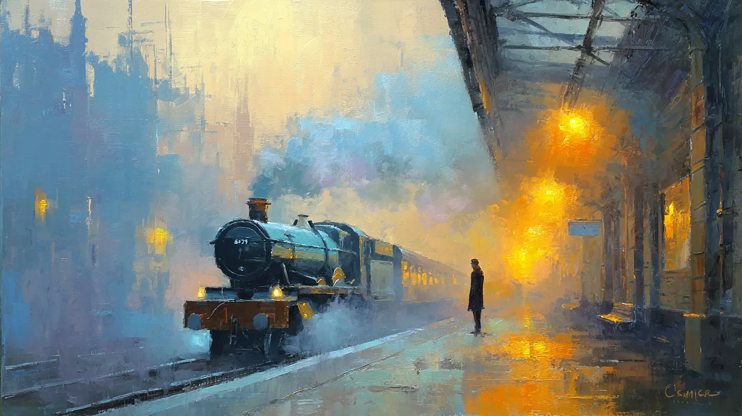 走り去る電車とホームに残された人